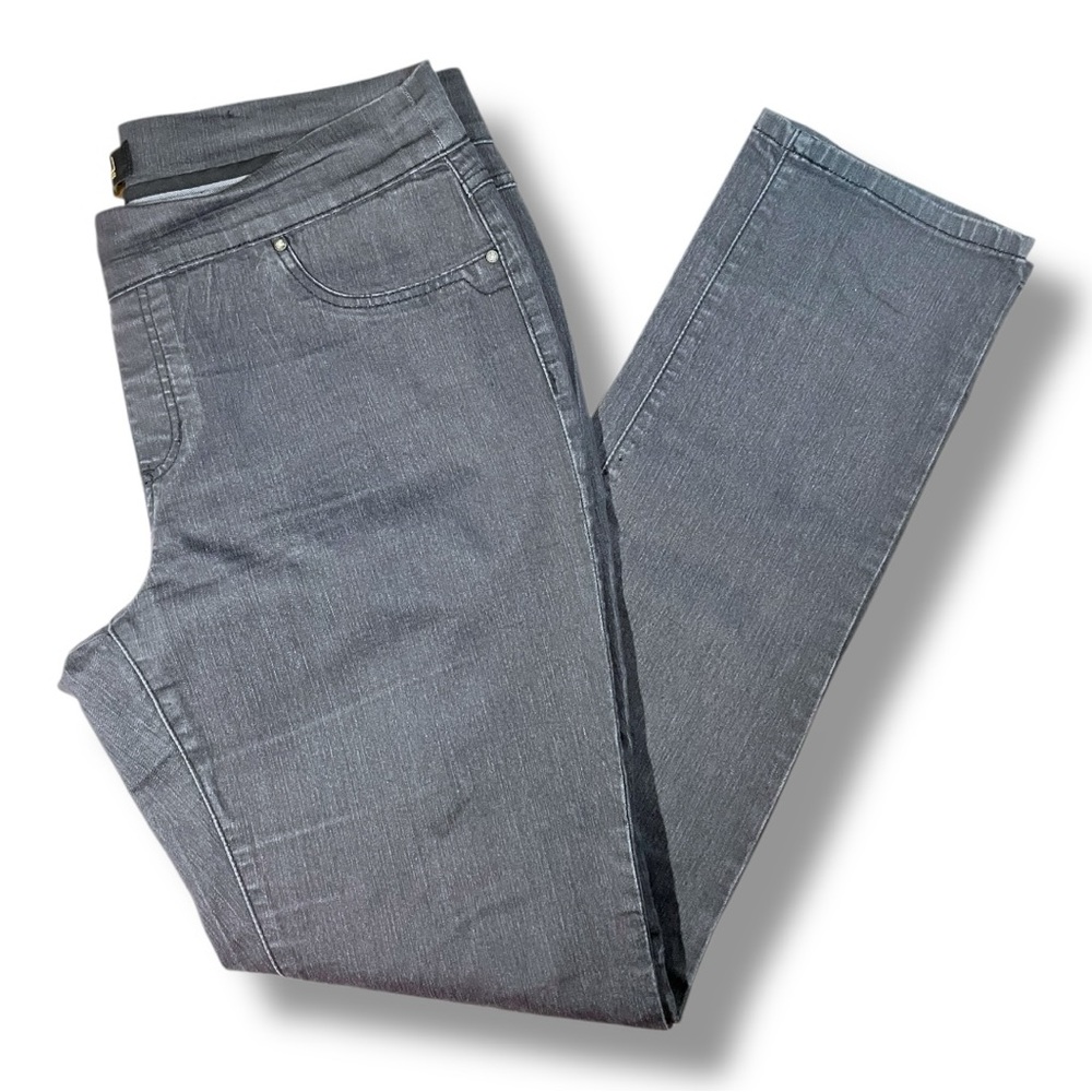 PASHU by Parasuco women’s grey blue leggings pull-up jeans size 14